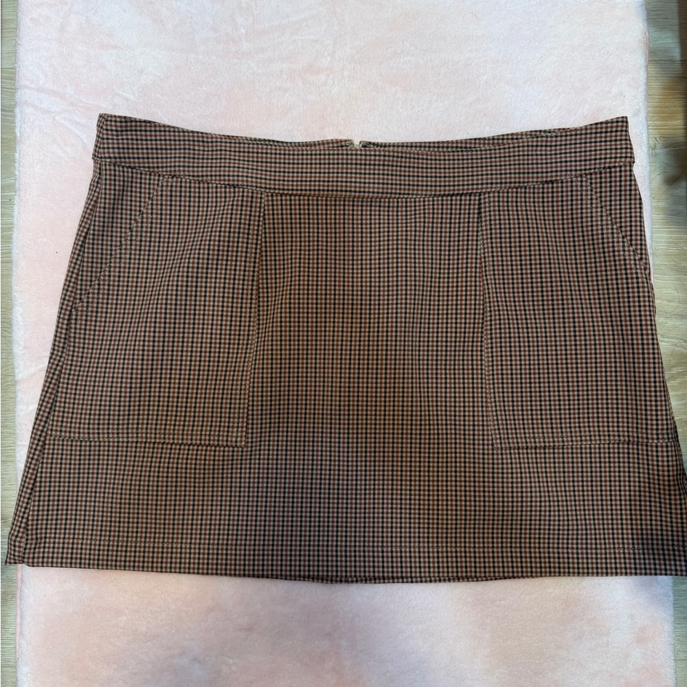 a new day Brown Checkered Mini Skirt
